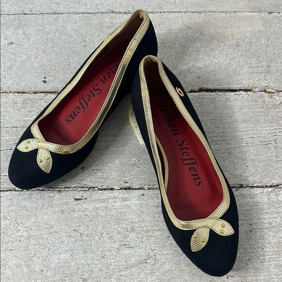 Vintage Carmen Steffens Snake Block Heel Ballet Flat 35/37 USA 6 - Picture 1 of 6